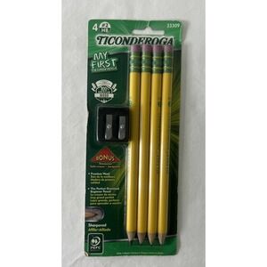 Ticonderoga My First Pencils #2 HB Woodcase 4-Pack with Sharpener 33309 New